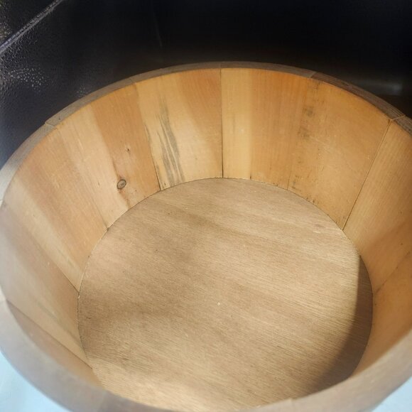 Vintage Spaulding And Frost Wooden Popcorn Barrel Bucket Bowl Plastic Liner - Picture 4 of 5